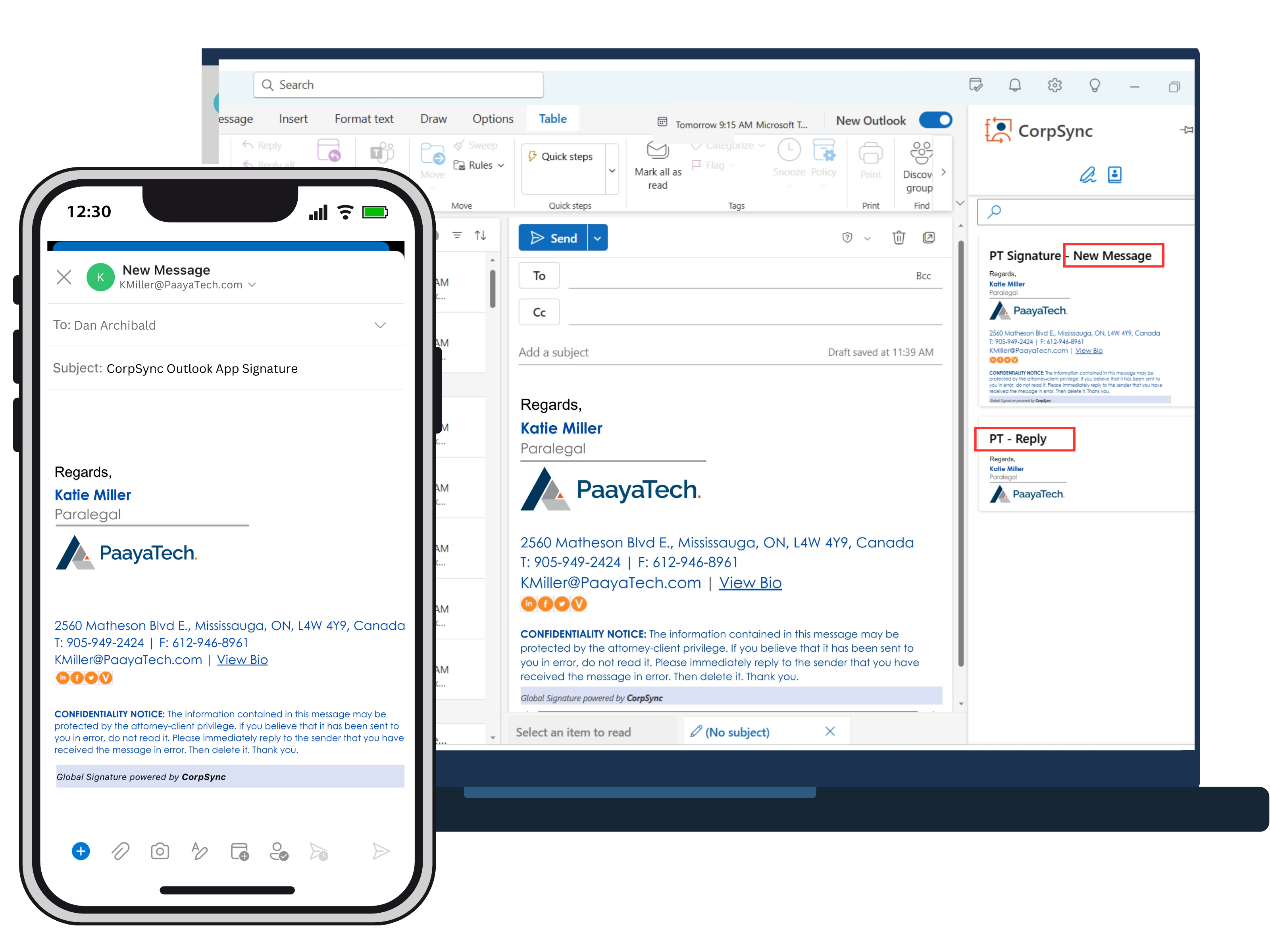 email signature for outlook on desktop and mobile